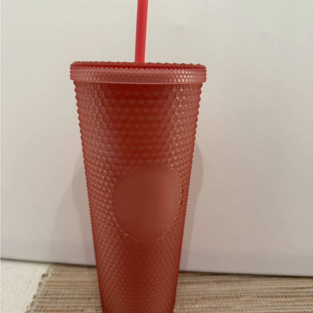 Starbucks Vibrant Red Textured Tumbler with Straw
